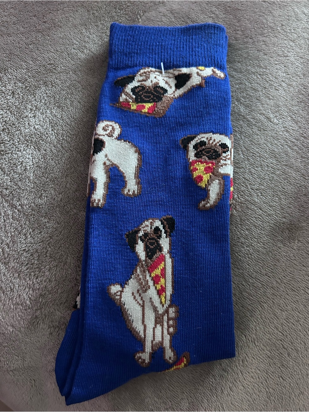 Pugs Eating Pizza Blue Socks